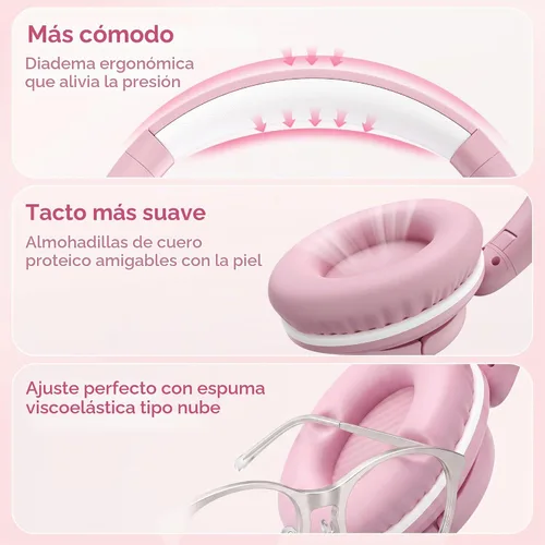 Vista 6 de Auriculares con cable con micrófono, auriculares de 0.1 in con control de Rosa