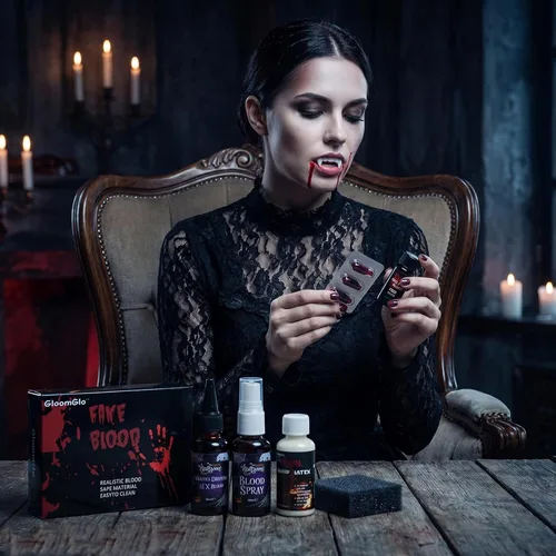 Vista 4 de SFX - Kit de sangre falsa de látex líquido, cápsulas de sangre para Halloween