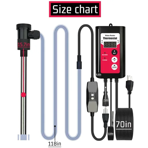 Vista 4 de Calentador de agua de inmersión de 1500 W para piscina y bañera, calentador sumergible eléctrico portátil con control de temperatura y GFCI