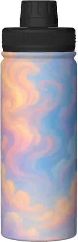 Vista 9 de Colorful Clouds Printed Insulated Water Bottle, 18oz Stainless Steel Funny Travel Mug, Leakproof Hot & Cold for Sports, Gym, Hiking