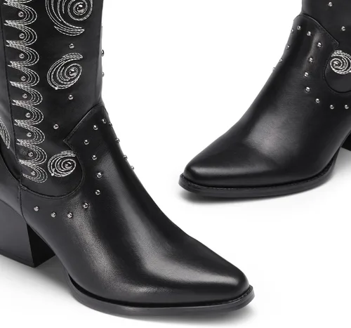 Vista 4 de DREAM PAIRS Women's Western Cowboy boots Mid Calf Cowgirl boot Pull-on