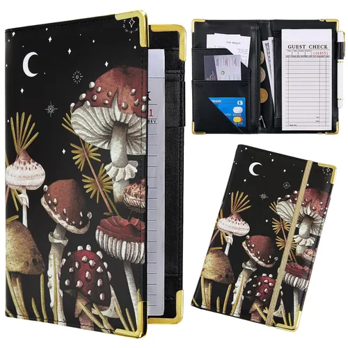 Vista 8 de Bienbee Libreta de servidor, libro de camarera. Libros de servidor para camarera, libro de camarero con bolsillo con cremallera para dinero. Libro