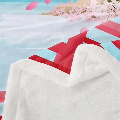 Vista 4 de Erosebridal Manta de forro polar con diseño de flores de cerezo, monte japonés, manta de cama Fuji de 30 x 40 pulgadas, manta de estilo japonés