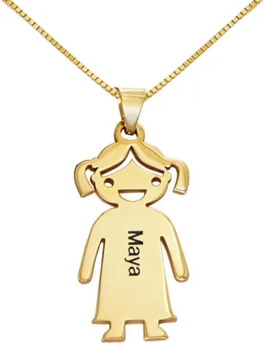 Vista 2 de Collar con colgante de amuleto grabado hecho a mano para niño o niña - Amuletos personalizados hechos a medida para niños - Regalo de joyería