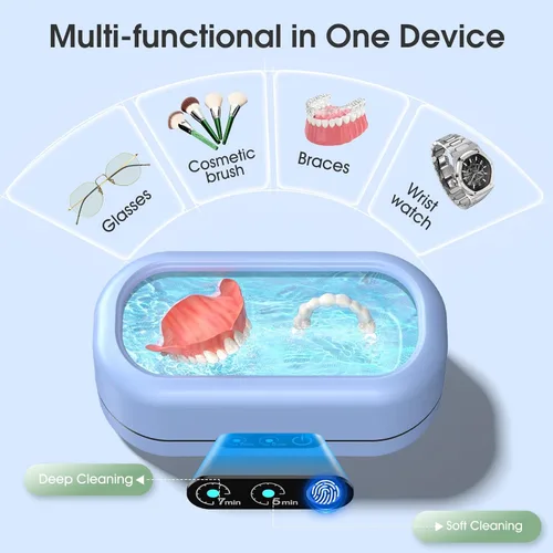 Vista 3 de Limpiador ultrasónico profesional de joyas con temporizador digital, máquina limpiadora ultrasónica de 50KHz con acero inoxidable 304 para joyas