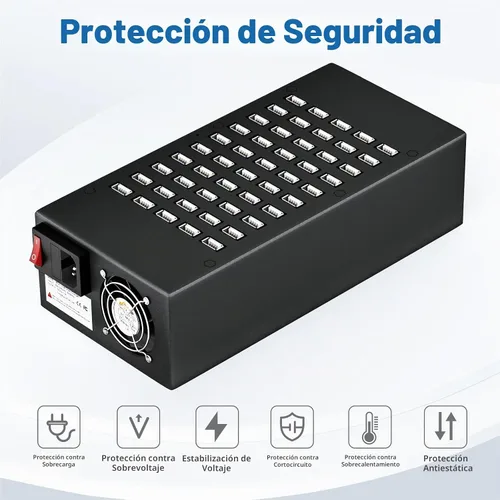 Vista 4 de Estación de carga USB de 50 puertos de 200 vatios (40 A), cargador rápido USB con protección inteligente, múltiples cargadores de escritorio USB