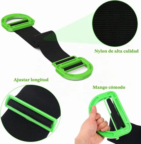 Vista 3 de Correas móviles, paquete de 2 correas de elevación móviles con mango ajustable para 1 persona para mover muebles, electrodomésticos, objetos