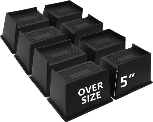 Vista 23 de Paquete de 4 elevadores de cama de 2 pulgadas, elevadores de muebles de gran tamaño resistentes, elevadores de cama extra anchos para mesa, sofá