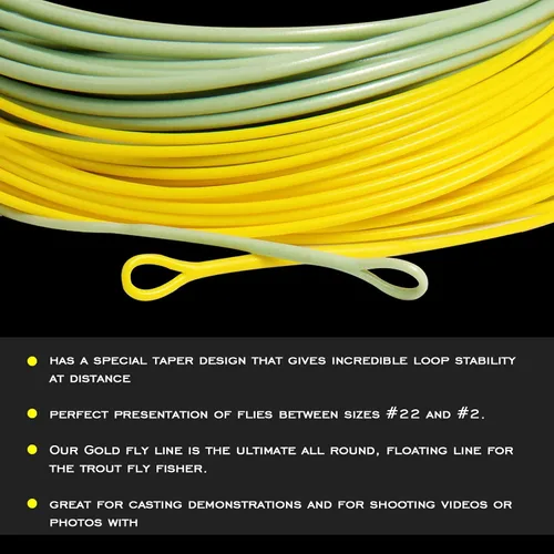 Vista 3 de Gold Fly Line 90FT peso adelante flotando 2 3 4 5 6 7 8 9WT línea de pesca con mosca