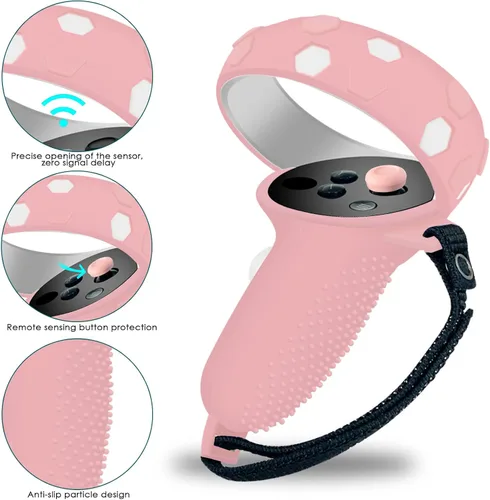 Vista 3 de JYMEGOVR for Oculus Quest 2 Controller Silicone Cover Protective Case Set Accessories for Meta VR Multi Colors Soft Shell Skin Pink