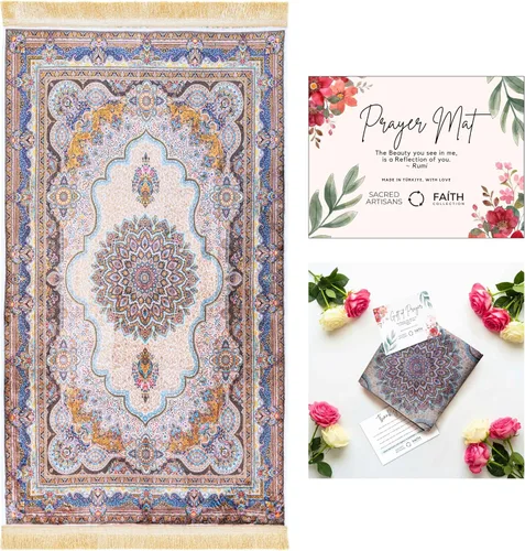 Vista 10 de Sacred Artisans Alfombra de oración para hombres y mujeres, una alfombra de oración súper suave al tacto y alfombra de meditación para viajes a casa