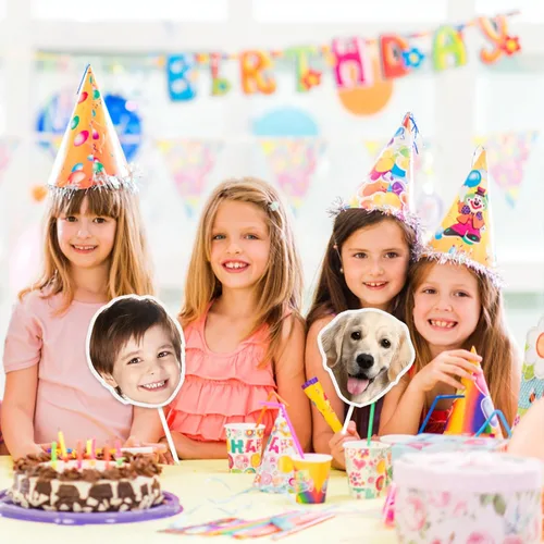 Vista 5 de Recortes de cabeza en un palo, divertido recorte de cara, abanicos recortados de cabeza con foto personalizados, cabezas de cartón personalizadas