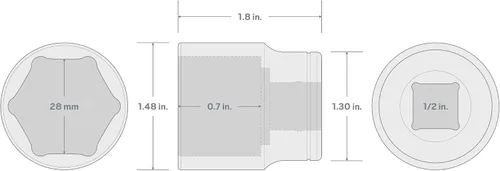 Vista 103 de TEKTON Llave de vaso poco profunda de 6 puntos de 1/2 pulgada de cuadradillo x 1-5/16 pulgadas SHD22033
