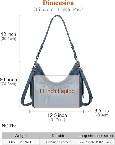 Vista 5 de Over Earth Bolso Hobo de cuero genuino para mujer, bolsos cruzados