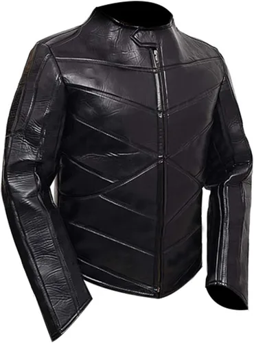 Vista 2 de NM-Fashions Chaqueta de cuero para hombre, color negro, Hobbs & Shaw Cafe Racer Brixton Lore