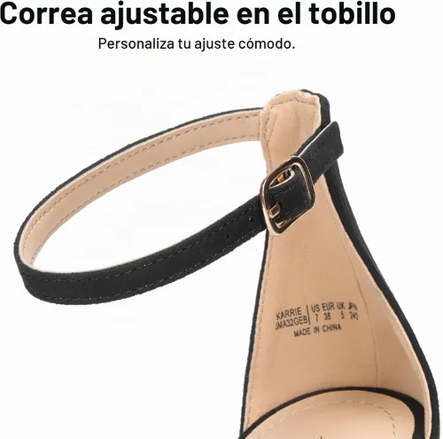 Vista 4 de DREAM PAIRS Sandalias de tacón alto para mujer Negro/Gamuza