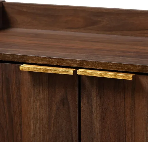 Vista 7 de Baxton Studio Lena Mid-Century - Armario moderno de madera con 5 estantes con acabado marrón nogal