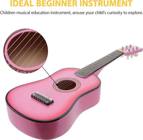 Vista 5 de Kisangel - Guitarra acústica de madera de tilo de 23.11 pulgadas, 6 cuerdas, para principiantes, para niños de 5 a 9 años, instrumento musical