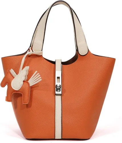 Vista 45 de Bolso de mano para mujer, de piel vegana, bolso de mano con asa superior, bolso de hombro con bolso pequeño desmontable