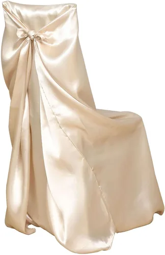 Vista 9 de Efavormart.com - Fundas para sillas beige de 1 pieza, satinadas, con lazo, universales, para banquetes, bodas, plegables, para sillas de comedor