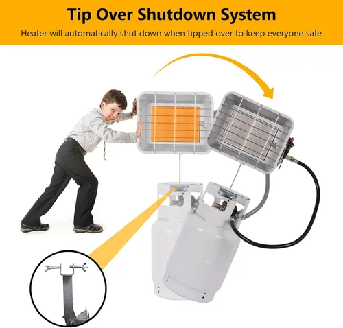 Vista 4 de Hotdevil Calentadores de tanque de propano para exteriores, 13000 BTU con válvula de cierre de seguridad e interruptor de vuelco, calor de cerámica