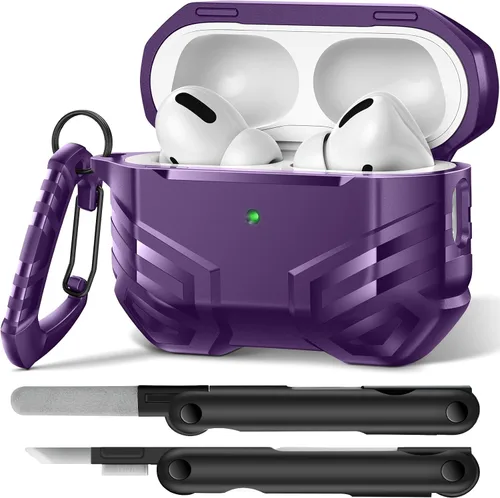 Vista 15 de MOBOSI Funda para AirPods Pro 2 con cerradura, compatible con funda Airpod Pro de 2ª/1ª generación, funda protectora de grado militar con kit