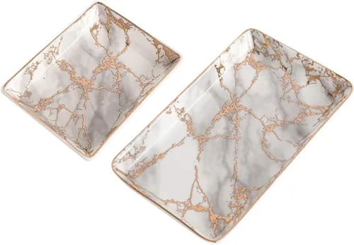 Vista 8 de SHERCHPRY 3pcs Ceramic Bandejas Decorativas Trinket Tray Jewelry Tray Desk Tray Garnish Tray Trim Tray Decorative Tray Decor Tray Ring Tray Jewlery