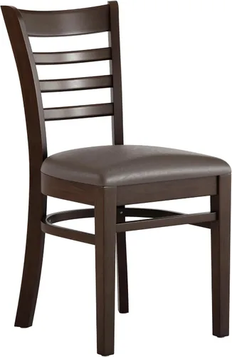 Vista 6 de Flash Furniture HERCULES Series Silla de restaurante de madera natural con respaldo de escalera - Asiento de vinilo burdeos Asiento de vinilo