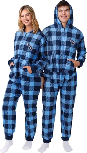 Vista 10 de FOCO Unisex NFL Team Logo Pajamas One Piece Onesie Patrón feo navideño