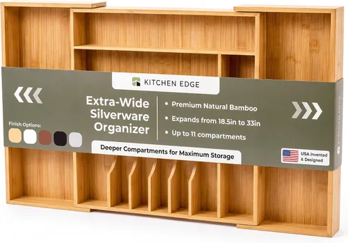Vista 22 de KitchenEdge Organizador Premium de Cubiertos, Vajilla y Utensilios para Cajones de Cocina, Grado Comercial Apto para Alimentos, Expandible de 10.5 a