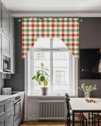 Vista 4 de Cortinas de cocina con festón de Navidad, cenefa con bolsillo para barra, paneles de cortina para dormitorio, sala de estar, baño, cafetería