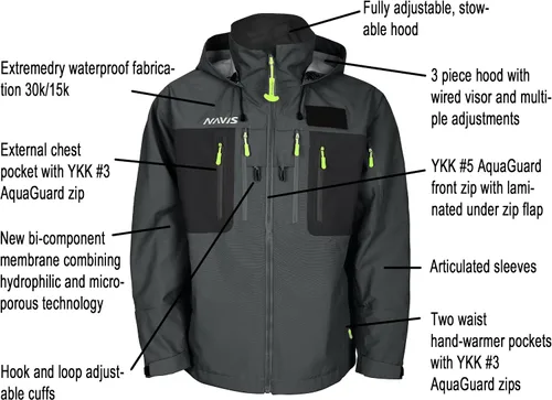 Vista 2 de Mens 3L-Gore Pro-Tex Waterproof Fishing Wading Jacket Foul Weather Gear with Storm Hood & Pockets
