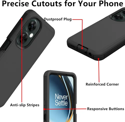 Vista 4 de Funda protectora resistente para Oneplus Nord N30 5G, resistente a prueba de golpes, a prueba de polvo, 3 en 1, para Oneplus Nord N30/CE 3 Lite 5G