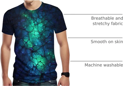 Vista 3 de Camisetas de ciencia ficción biotecnológica para hombre, estampado 3D, camiseta de red neuronal abstracta Y2K Cyberpunk Streetwear