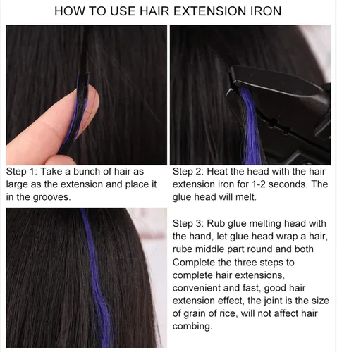 Vista 5 de ANGGREK Hierro de extensión de cabello - Conector de temperatura ajustable Hierro con enchufe de EE. UU. 110V para extensiones de cabello
