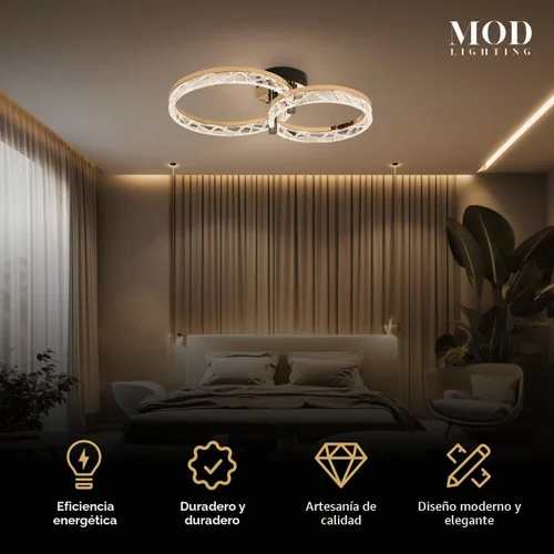 Vista 2 de Clara - Lámpara de techo moderna de montaje empotrado, lámpara de techo LED de 2 anillos para cocina, dormitorio y pasillo, cerca de luces de techo