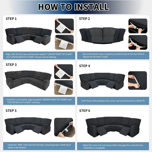 Vista 7 de PureFit Fundas para sofá modular de 7 piezas, fundas de sofá reclinable seccional extra grandes para sofás reclinables en forma de L, fundas de sofá