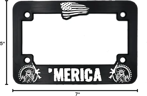 Vista 6 de Merica' for America - Marco elevado 3D para placa de matrícula 1 paquete de cubierta de matrícula de motocicleta de Estados Unidos Soporte