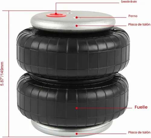 Vista 3 de 2 piezas de conjunto de puntal de suspensión de aire universal de doble fuelle estándar 2500 lb 1/2" npt de un solo puerto Estándar 2500 lb, 1/2
