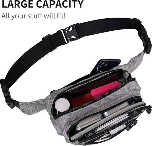 Vista 7 de Riñonera transparente aprobada por estadios para mujeres, para el trabajo, bolsa de cintura multiusos para viajes y eventos deportivos, 2 colores.
