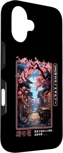 Vista 3 de iPhone 16 Japanese Vaporwave Nostalgia Cherry Blossoms 1990s Aesthetic Case