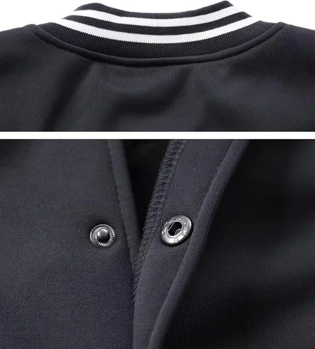 Vista 4 de ACEFAST INC Chaqueta de béisbol Varsity para hombre, chaqueta casual estilo bombardero, cortavientos, chaqueta ligera
