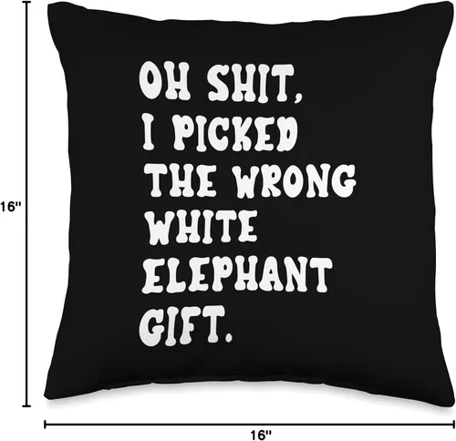 Vista 4 de Funny Oh Shit White Elephant Gifts for Adults Humorous Oh Shit - Almohada de elefante blanco para adultos menores de 15 años, 20 pulgadas, 16 x 16