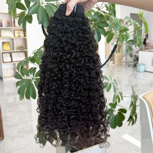Vista 14 de Paquetes de cabello humano rizado birmano, paquetes de cabello virgen sin procesar, extensiones de cabello humano 16A, cabello humano rizado negro
