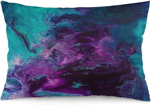 Vista 7 de Fundas de almohada decorativas con estampado de plumas y purpurina verde azulado y dorado, 12 x 20 pulgadas, para decoración del hogar, sala