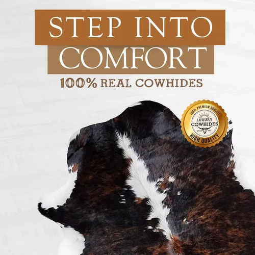 Vista 3 de Sunshine Cowhides Brindle - Alfombra de piel de vaca tricolor oscura, lujosa alfombra de vaca para los entusiastas del dormitorio, la sala de estar