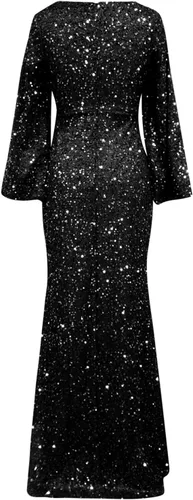 Vista 5 de Vestidos Manga Larga lentejuelas para Mujer, Vestido Fiesta Baile ajustado purpurina Brillante, cóctel formal