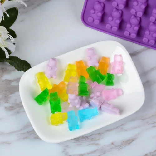 Vista 8 de Moldes de Gomitas de Oso de Silicona para Dulces – Moldes de Gomitas de Chocolate de Tamaño Mini con 2 Goteros de Silicona Antiadherente de Grado