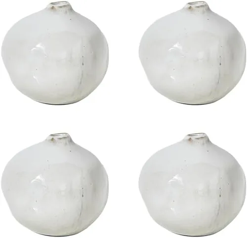 Vista 13 de Serene Spaces Living Juego de 4 cuencos de cerámica esmaltada extra pequeños con borde de forma libre, centro de mesa para bodas vintage, eventos