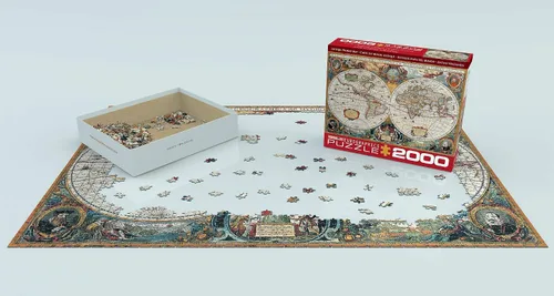 Vista 3 de EuroGraphics Rompecabezas de mapa antiguo del mundo (2000 piezas)